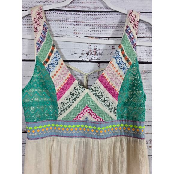 Flying Tomatoe Maxi Dress Open Back Embroidered Patchwork Boho Size S - Picture 3 of 6